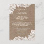 Het Rustic Burlap en het  witte Collectie Informatiekaartje (Voorkant)