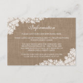 Het Rustic Burlap en het witte Collectie Informatiekaartje (Voorkant)