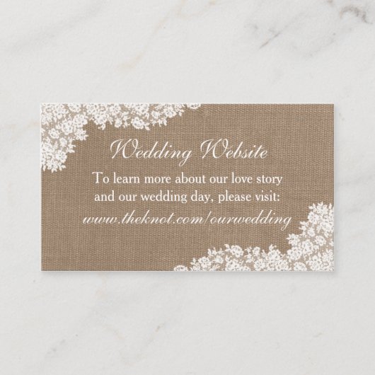 Het Rustic Burlap en het witte Collectie Informatiekaartje (Voorkant)