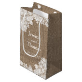 Het Rustic Burlap en het witte Collectie Klein Cadeauzakje (Voorkant Gekanteld)