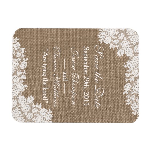 Het Rustic Burlap en het  witte Collectie Magneet (Horizontaal)