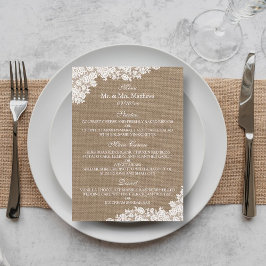 Het Rustic Burlap en het  witte Collectie Menu