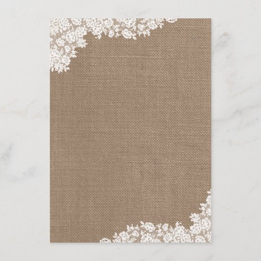 Het Rustic Burlap en het  witte Collectie Menu (Achterkant)