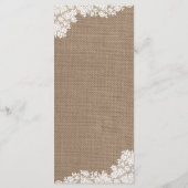 Het Rustic Burlap en het  witte Collectie Menu (Achterkant)