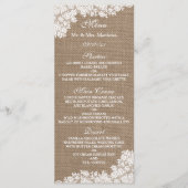 Het Rustic Burlap en het  witte Collectie Menu (Voorkant)