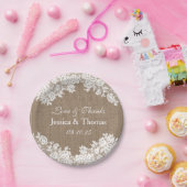 Het Rustic Burlap en het  witte Collectie Papieren Bordje (Feest)