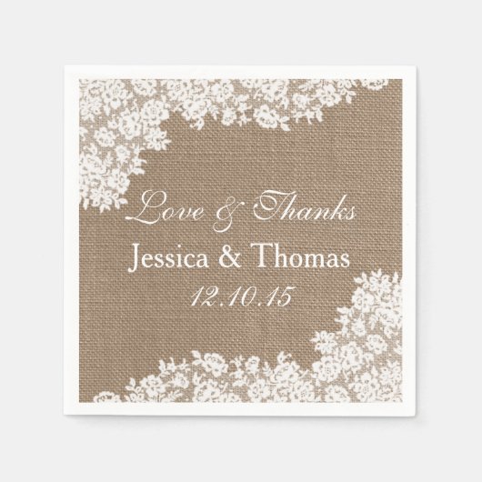 Het Rustic Burlap en het  witte Collectie Servet (Voorkant)