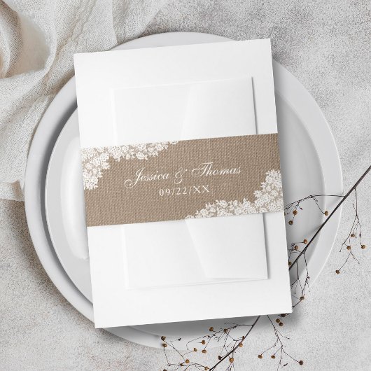 Het Rustic Burlap en het  witte Collectie Uitnodigingen Wikkel