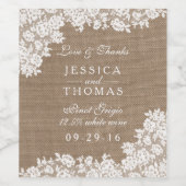 Het Rustic Burlap en het  witte Collectie Wijn Etiket (Enkel label)