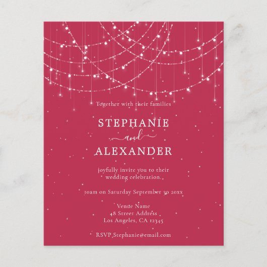 Het Rustic Koord van de begroting nodigt Magenta W (Voorkant)