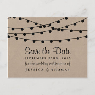 Het Rustic Kraft String Lights Wedding Collectie Aankondigingskaart