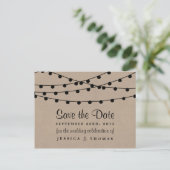 Het Rustic Kraft String Lights Wedding Collectie Aankondigingskaart (Staand voorkant)