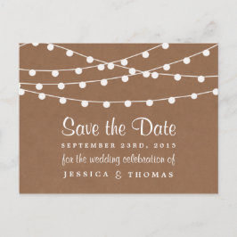 Het Rustic Kraft String Lights Wedding Collectie Aankondigingskaart