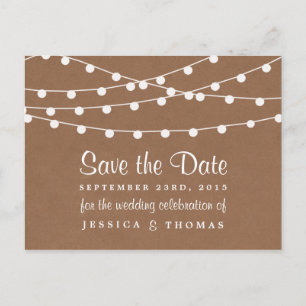 Het Rustic Kraft String Lights Wedding Collectie Aankondigingskaart
