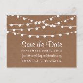 Het Rustic Kraft String Lights Wedding Collectie Aankondigingskaart (Voorkant)