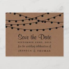 Het Rustic Kraft String Lights Wedding Collectie Aankondigingskaart