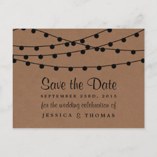 Het Rustic Kraft String Lights Wedding Collectie Aankondigingskaart