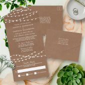 Het Rustic Kraft String Lights Wedding Collectie All In One Uitnodiging