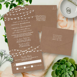 Het Rustic Kraft String Lights Wedding Collectie All In One Uitnodiging