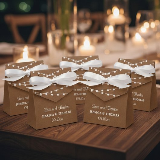 Het Rustic Kraft String Lights Wedding Collectie Bedankdoosjes