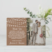 Het Rustic Kraft String Lights Wedding Collectie Bedankkaart (Staand voorkant)