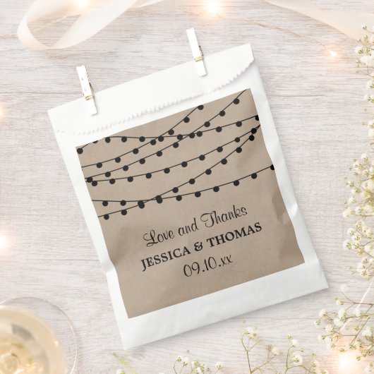 Het Rustic Kraft String Lights Wedding Collectie Bedankzakje (Geknipt)