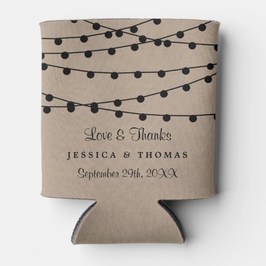 Het Rustic Kraft String Lights Wedding Collectie Blikjeskoeler (Voorkant)