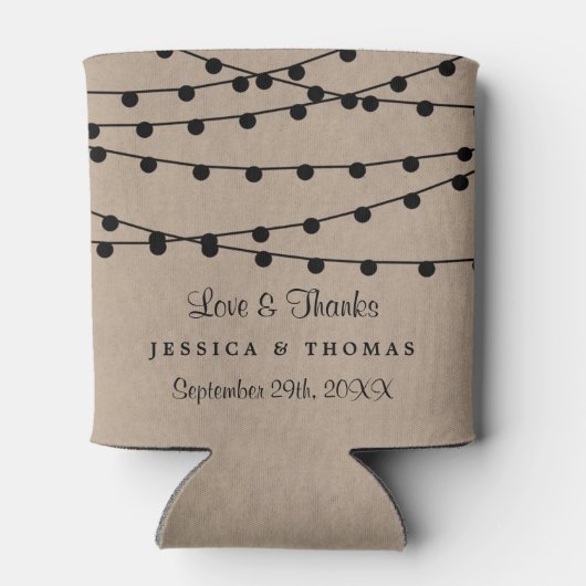 Het Rustic Kraft String Lights Wedding Collectie Blikjeskoeler (Achterkant)