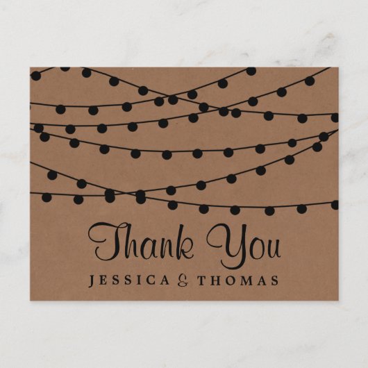 Het Rustic Kraft String Lights Wedding Collectie Briefkaart (Voorkant)