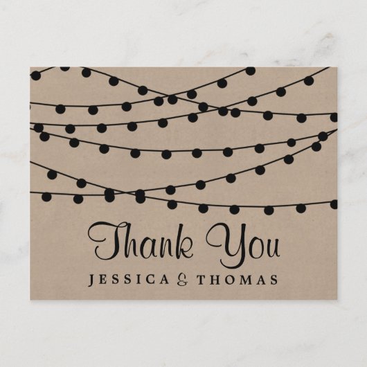 Het Rustic Kraft String Lights Wedding Collectie Briefkaart (Voorkant)
