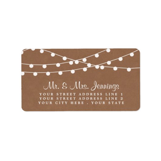 Het Rustic Kraft String Lights Wedding Collectie Etiket (Voorkant)