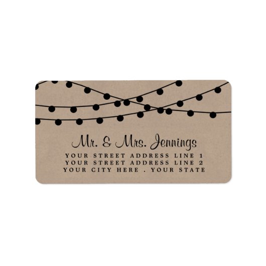 Het Rustic Kraft String Lights Wedding Collectie Etiket (Voorkant)