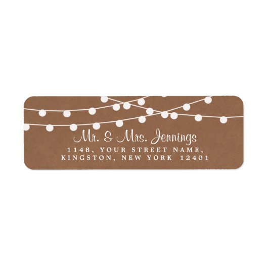 Het Rustic Kraft String Lights Wedding Collectie Etiket (Voorkant)