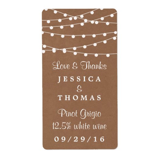 Het Rustic Kraft String Lights Wedding Collectie Etiket (Voorkant)