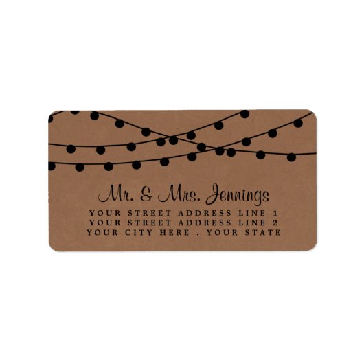 Het Rustic Kraft String Lights Wedding Collectie Etiket (Voorkant)