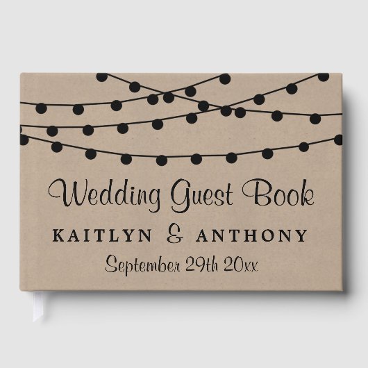 Het Rustic Kraft String Lights Wedding Collectie Gastenboek (Voorkant)