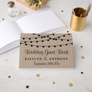 Het Rustic Kraft String Lights Wedding Collectie Gastenboek