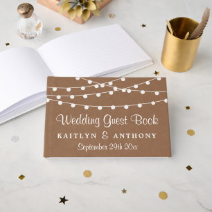 Het Rustic Kraft String Lights Wedding Collectie Gastenboek