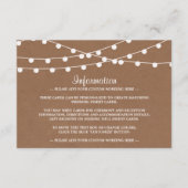 Het Rustic Kraft String Lights Wedding Collectie Informatiekaartje (Voorkant)