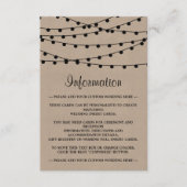 Het Rustic Kraft String Lights Wedding Collectie Informatiekaartje (Voorkant)