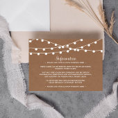 Het Rustic Kraft String Lights Wedding Collectie Informatiekaartje