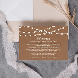 Het Rustic Kraft String Lights Wedding Collectie Informatiekaartje