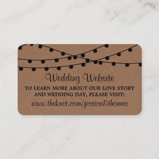 Het Rustic Kraft String Lights Wedding Collectie Informatiekaartje (Voorkant)