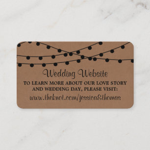 Het Rustic Kraft String Lights Wedding Collectie Informatiekaartje