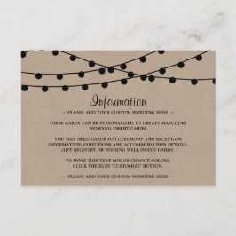 Het Rustic Kraft String Lights Wedding Collectie Informatiekaartje