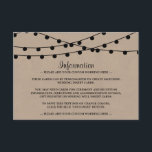 Het Rustic Kraft String Lights Wedding Collectie Informatiekaartje<br><div class="desc">Eenvoudig maar toch elegant, de strijklichten op rustiek Kraft bruiloft collectie is een prachtig ontwerp met mooie zwart hangende strijklichten op een Kraft effect achtergrond, die perfect is voor elke rustieke bruiloft viering. Deze insert kaarten kunnen worden gepersonaliseerd voor uw speciale gelegenheid en zou de perfecte detail, informatie, accommodatie, richting,...</div>