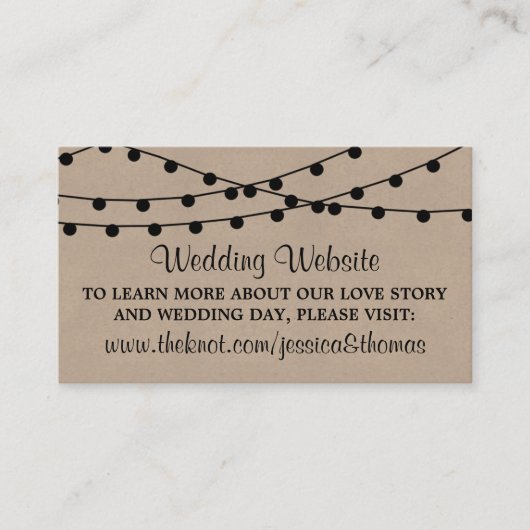 Het Rustic Kraft String Lights Wedding Collectie Informatiekaartje (Voorkant)