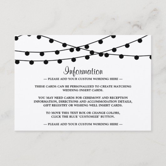 Het Rustic Kraft String Lights Wedding Collectie Informatiekaartje (Voorkant)