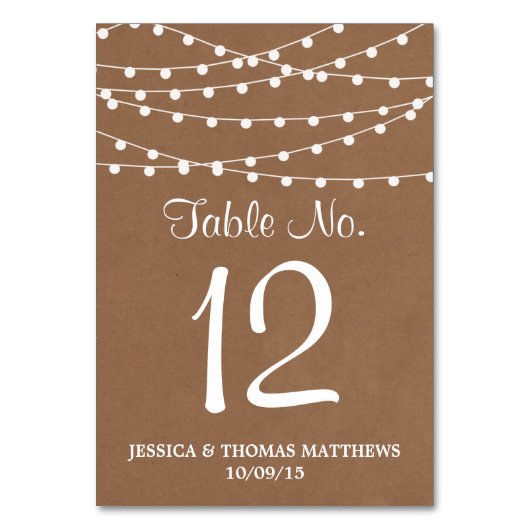 Het Rustic Kraft String Lights Wedding Collectie Kaart (Achterkant)