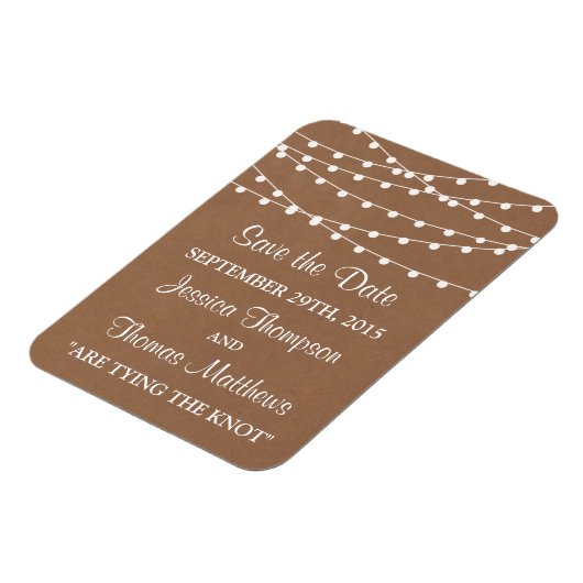 Het Rustic Kraft String Lights Wedding Collectie Magneet (Linkerzijde)